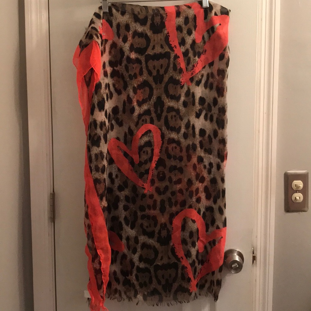 Nordstrom leopard and coral scarf